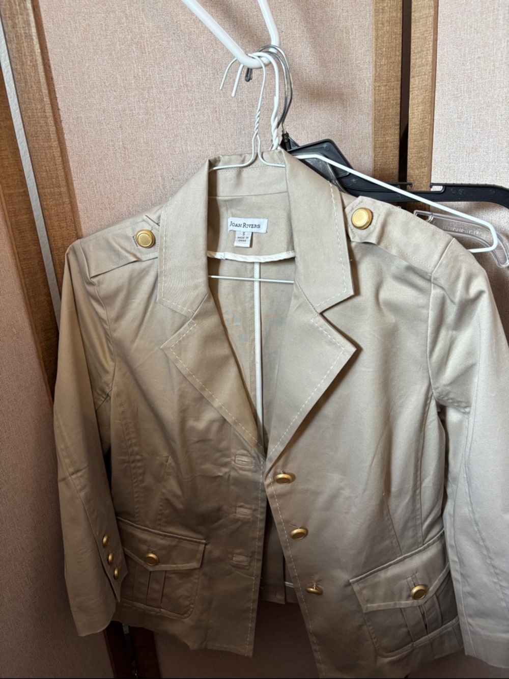 Joan Rivers Women's Beige Blazer with Gold Buttons Small
